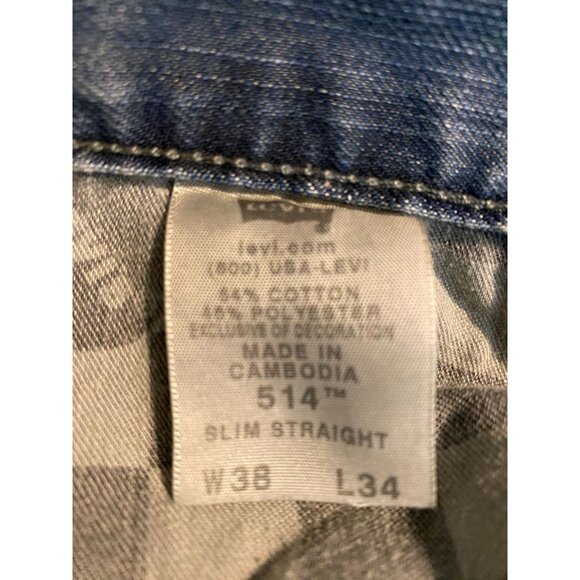 Levis 514 Slim Straight Denim Blue Jeans Mens Size 38x34 Actual 38x33 Pants - Picture 6 of 11